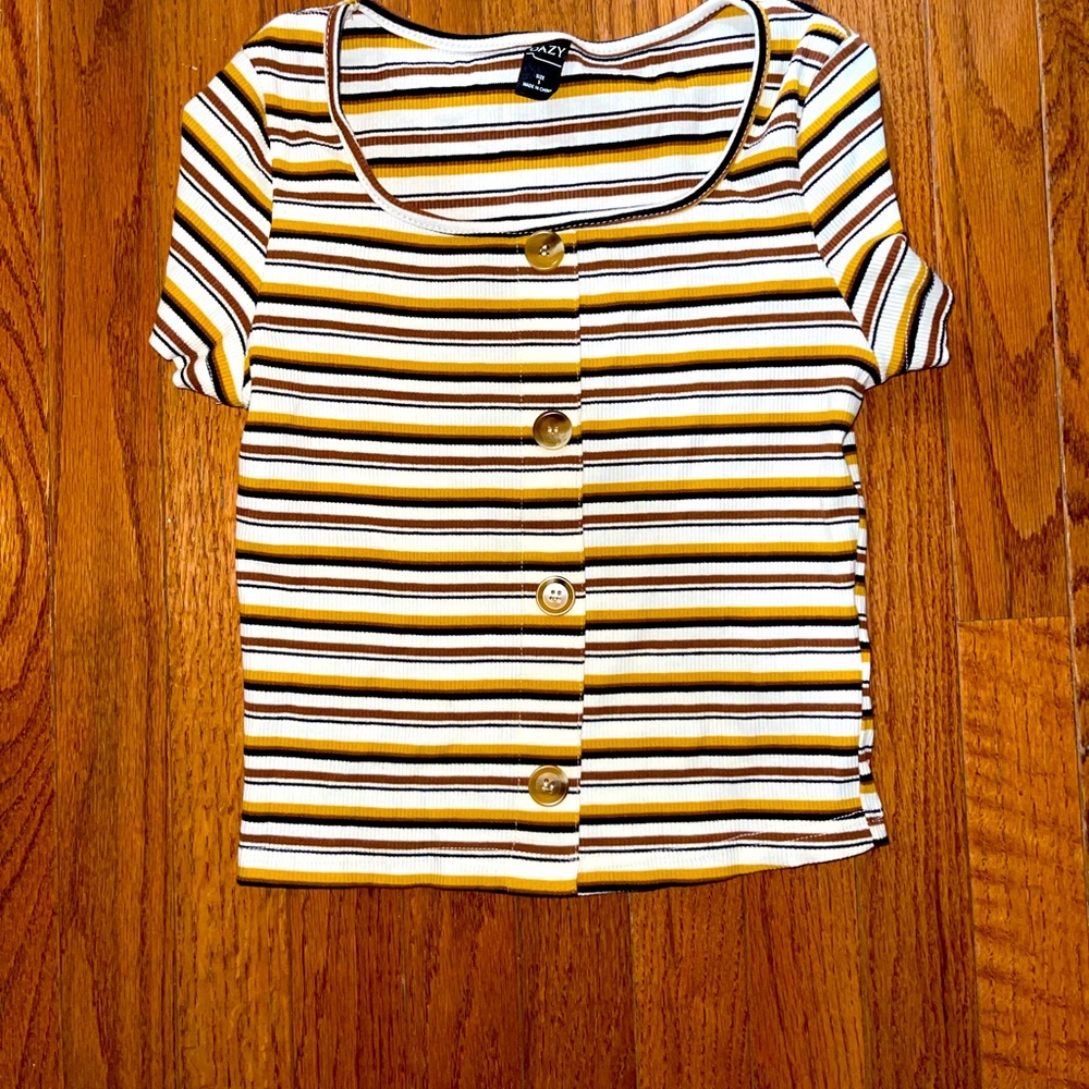 Khaki fall cropped tee. Striped brandy Melville shirt